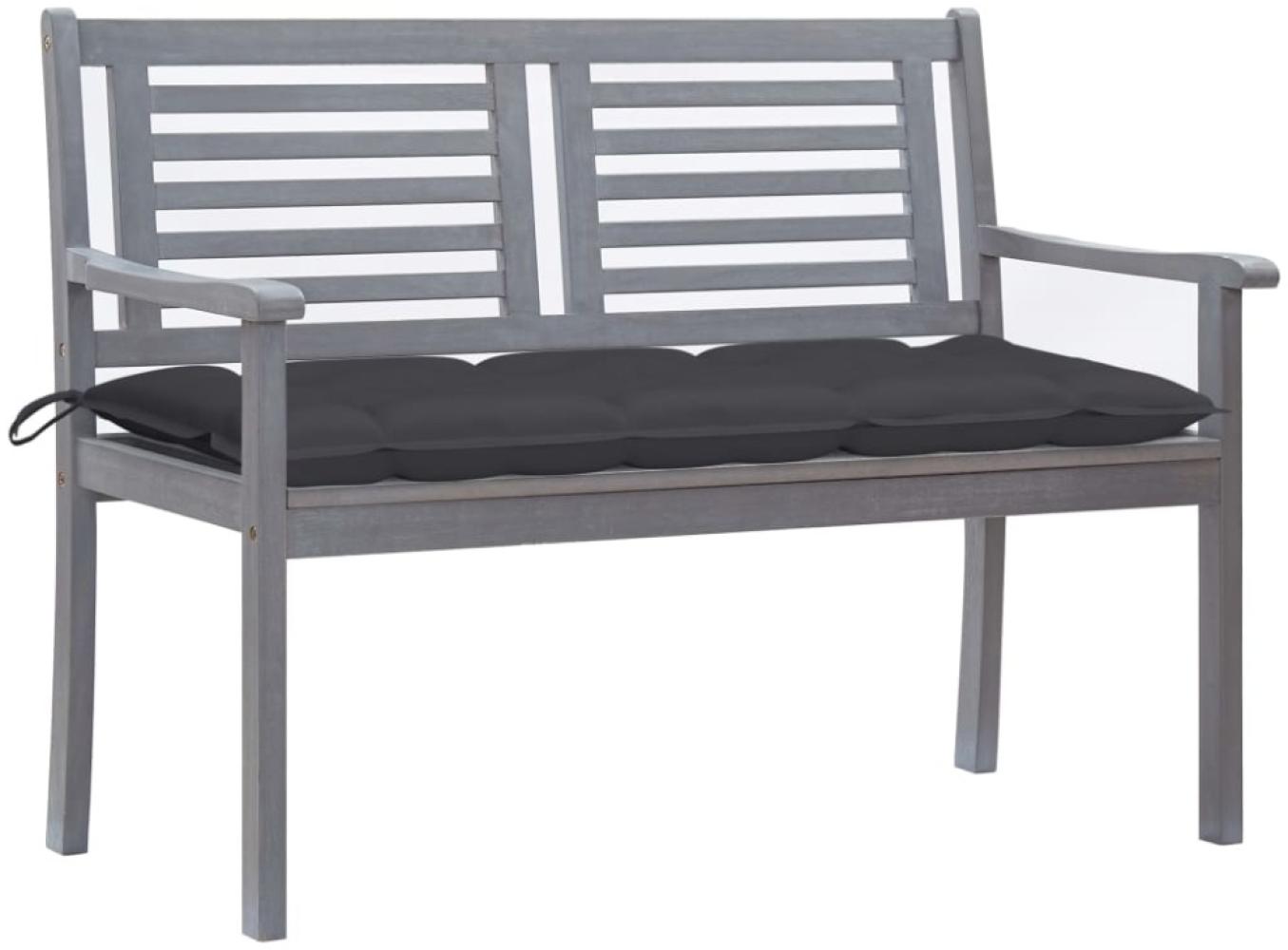 vidaXL 2-Sitzer-Gartenbank mit Auflage 120 cm Grau Eukalyptusholz Bild 1