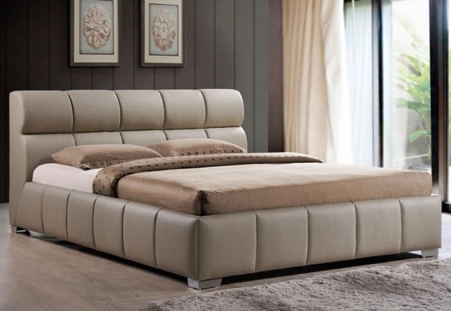 Casa Padrino Luxus Doppelbett Cappucciono 176 x 237 x H. 93 cm - Massivholz Bett mit Kunstleder - Schlafzimmer Möbel Bild 1