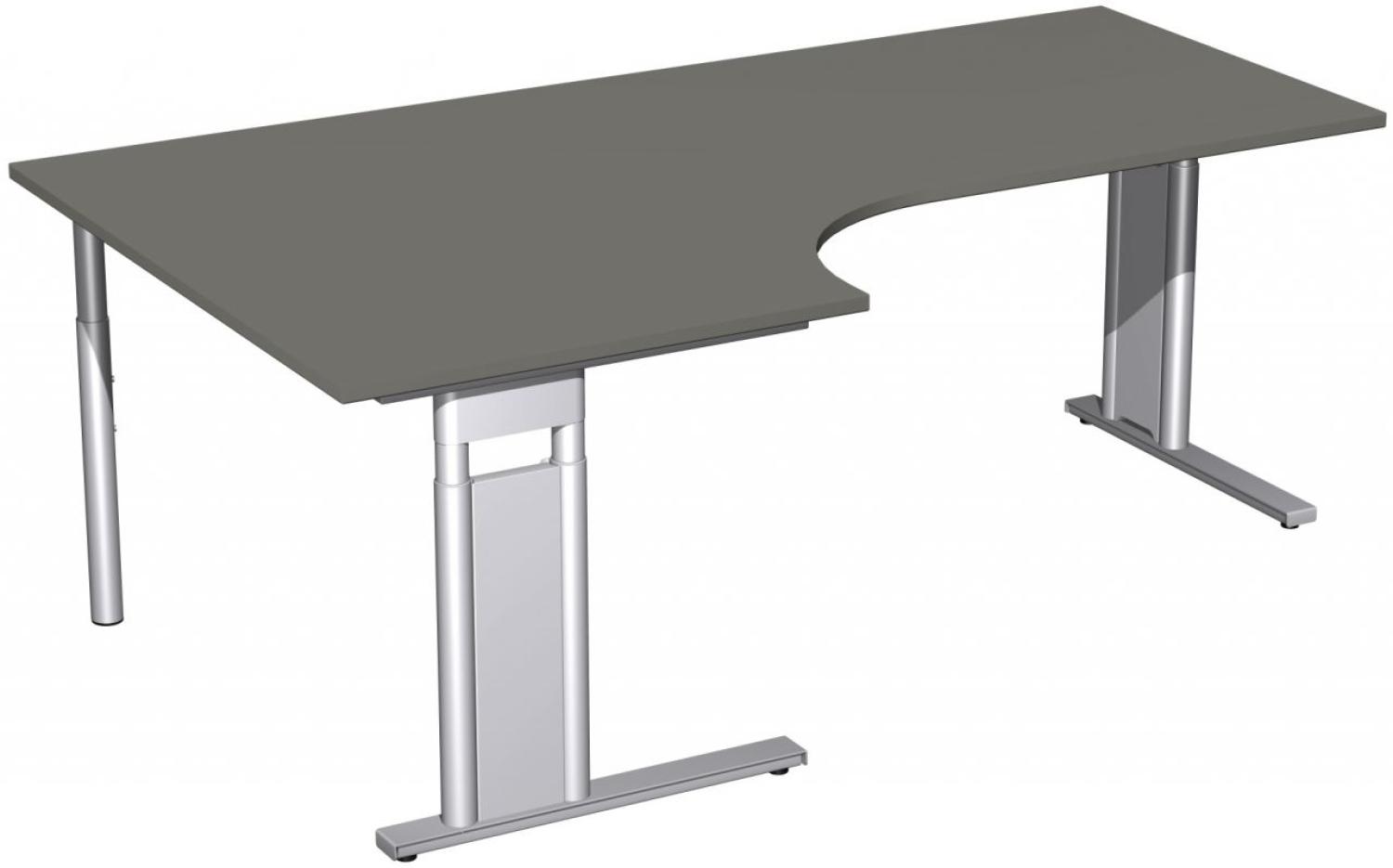 PC-Schreibtisch 'C Fuß Pro' links, höhenverstellbar, 200x120cm, Graphit / Silber Bild 1