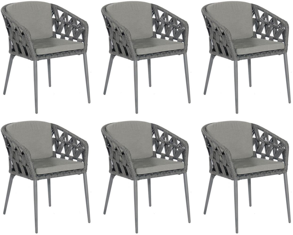 Sonnenpartner 6er-Set Gartensessel Fairmont Aluminium mit Polyrope schwarzgrau Gartenstuhl Sessel Bild 1