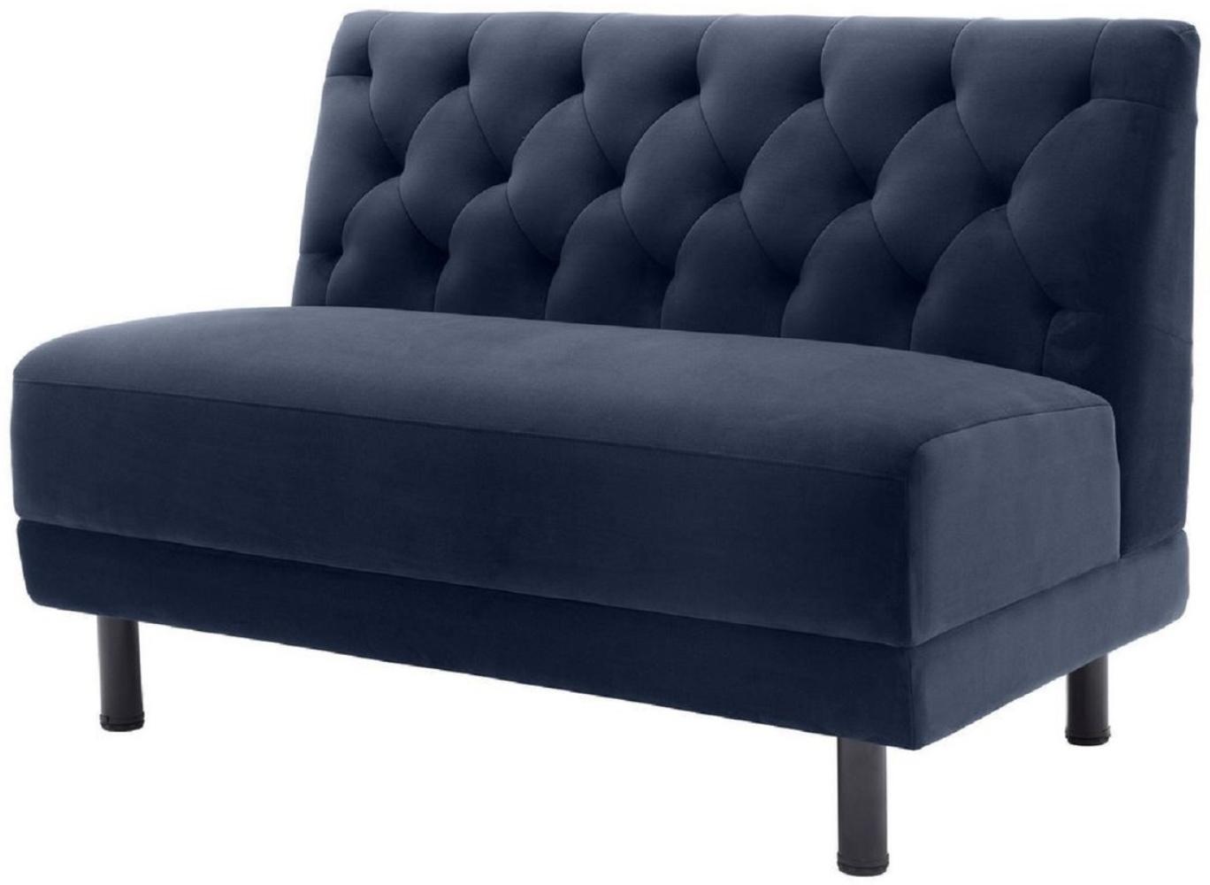Casa Padrino Luxus Chesterfield Couch Mitternachtsblau / Schwarz 121 x 75 x H. 85 cm Bild 1