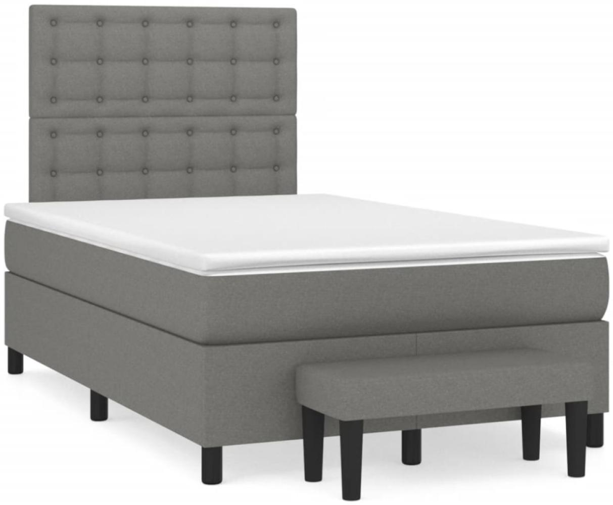 vidaXL Boxspringbett mit Matratze Dunkelgrau 120x190 cm Stoff Bild 1