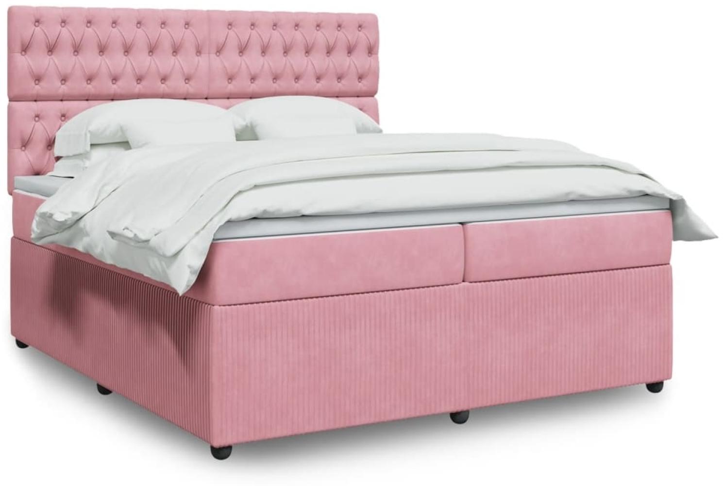 vidaXL Boxspringbett mit Matratze Rosa 200x200 cm Samt 3292441 Bild 1