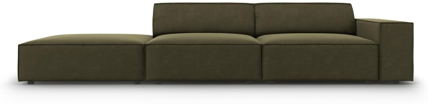 Micadoni 3-Sitzer Links Samtstoff Sofa Jodie | Bezug Green | Beinfarbe Black Plastic Bild 1