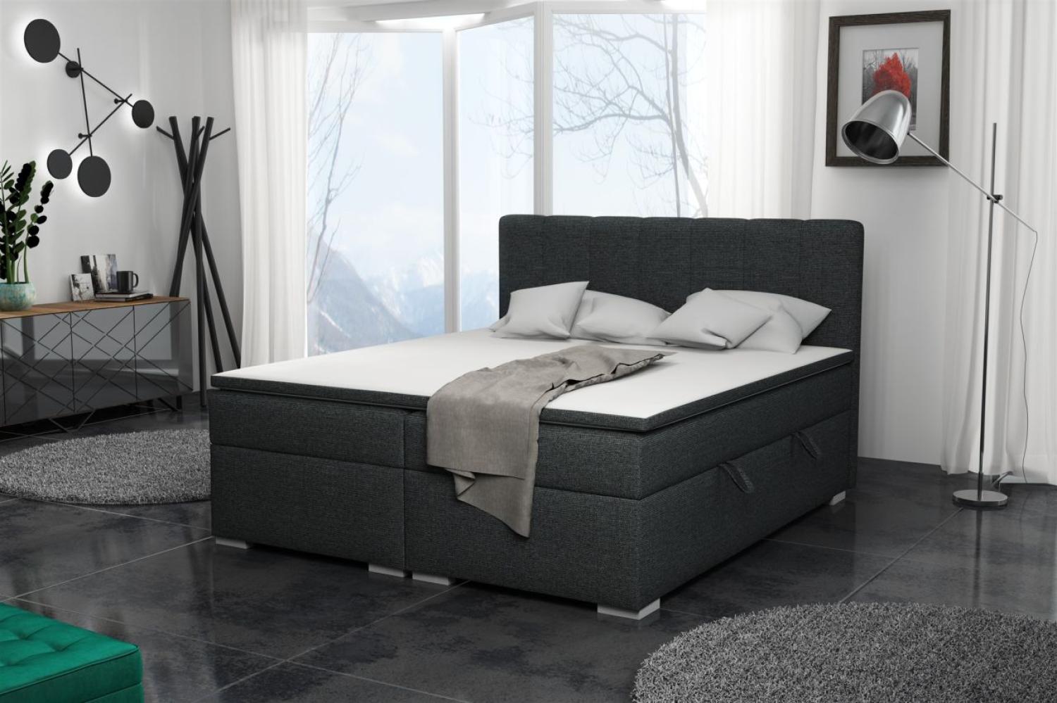 Boxspringbett Schlafzimmerbett LAURIN 180x200cm Stoff Inari Dunkelgrau Bild 1