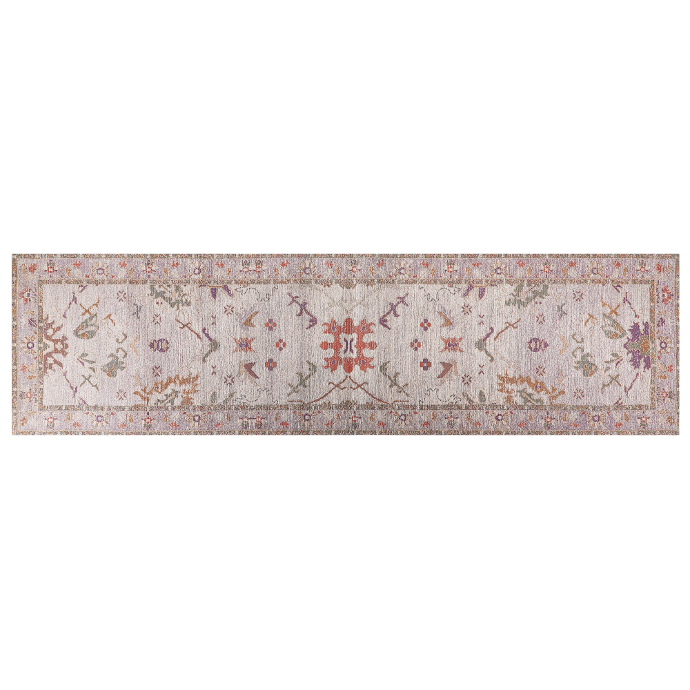 Teppich Baumwolle beige orientalisches Muster 80 x 300 cm YANOBA Bild 1