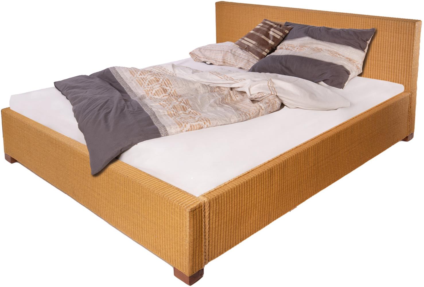 Loombett Korbbett Doppelbett Honigfarben aus Loom-Geflecht 180 x 200 cm TUNIS 80728287 Bild 1