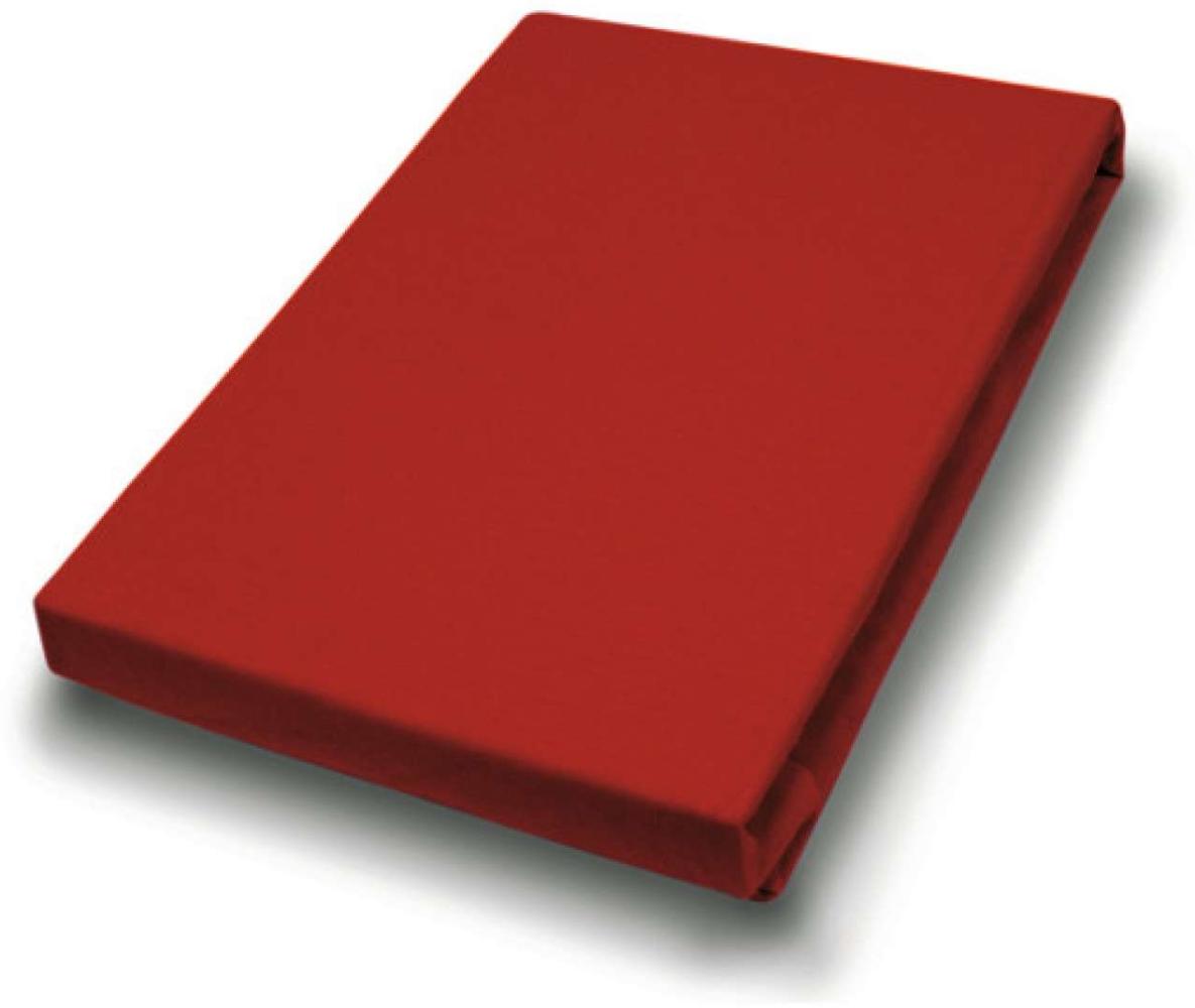 Hahn Haustextilien Jersey-Spannlaken Basic Größe 90-100x200 cm Farbe rot Bild 1