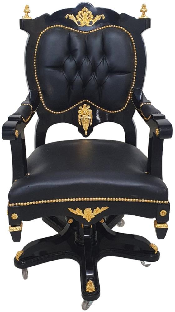 Casa Padrino Luxus Echtleder Chefsessel Büro Stuhl Schwarz Vintage
