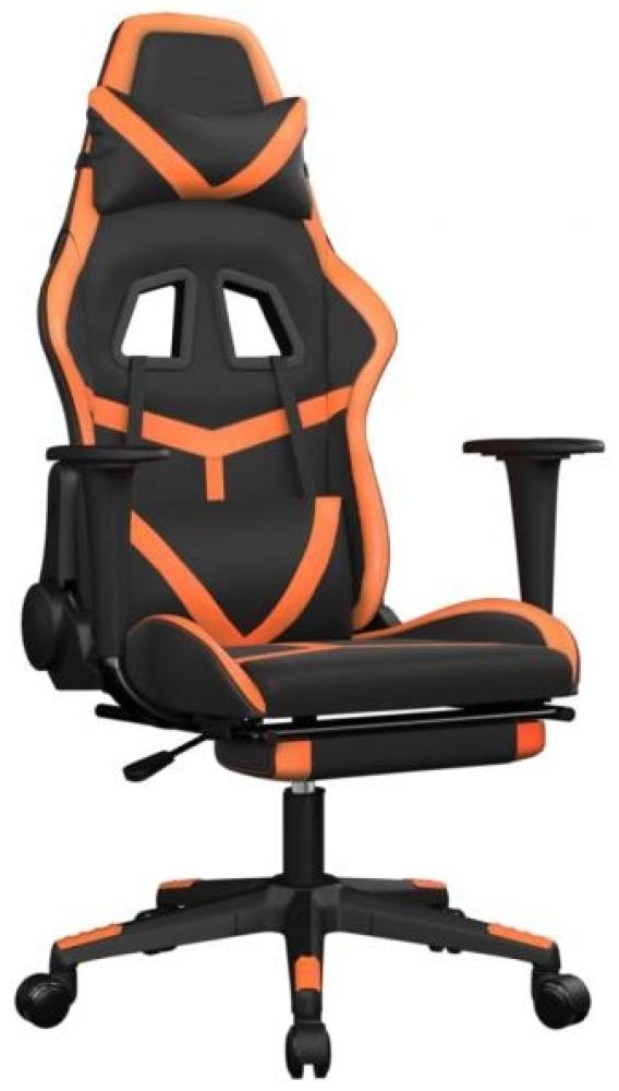 Gaming-Stuhl mit Fußstütze Schwarz und Orange Kunstleder, Drehbar [3143682] Bild 1