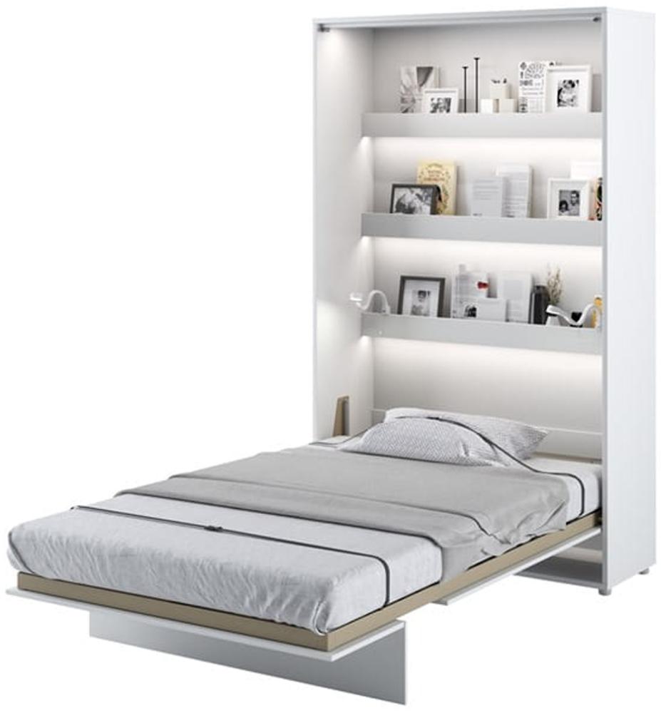 MEBLINI Schrankbett Bed Concept - BC-02 - 120x200cm Vertikal - Weiß Matt mit Matratze - Wandbett mit Lattenrost - Klappbett mit Schrank - Wandklappbett - Murphy Bed - Bettschrank Bild 1