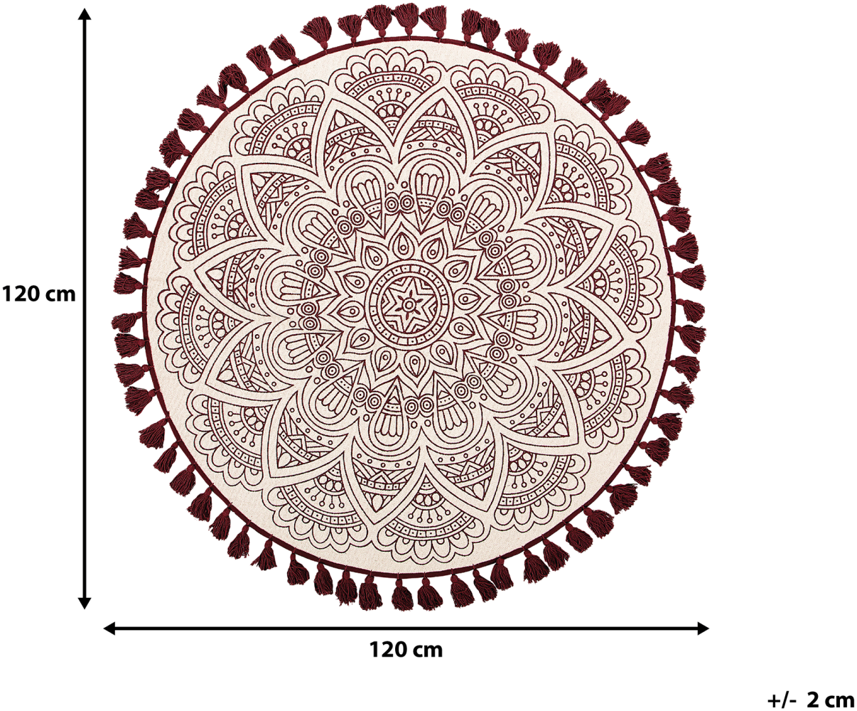 Teppich creme/rot ø 120 cm Mandala-Muster AYAKLI Bild 1