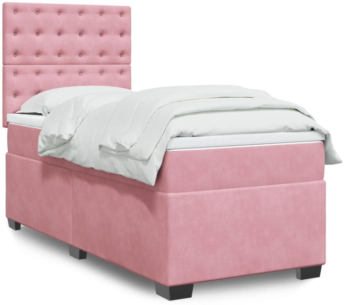 vidaXL Boxspringbett mit Matratze Rosa 90x190 cm Samt 3293103 Bild 1