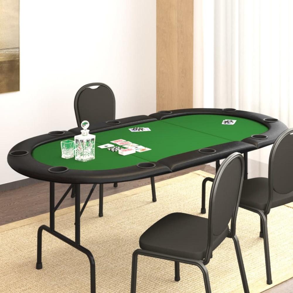 vidaXL Pokertisch Klappbar 10 Spieler Grün 206x106x75 cm Bild 1
