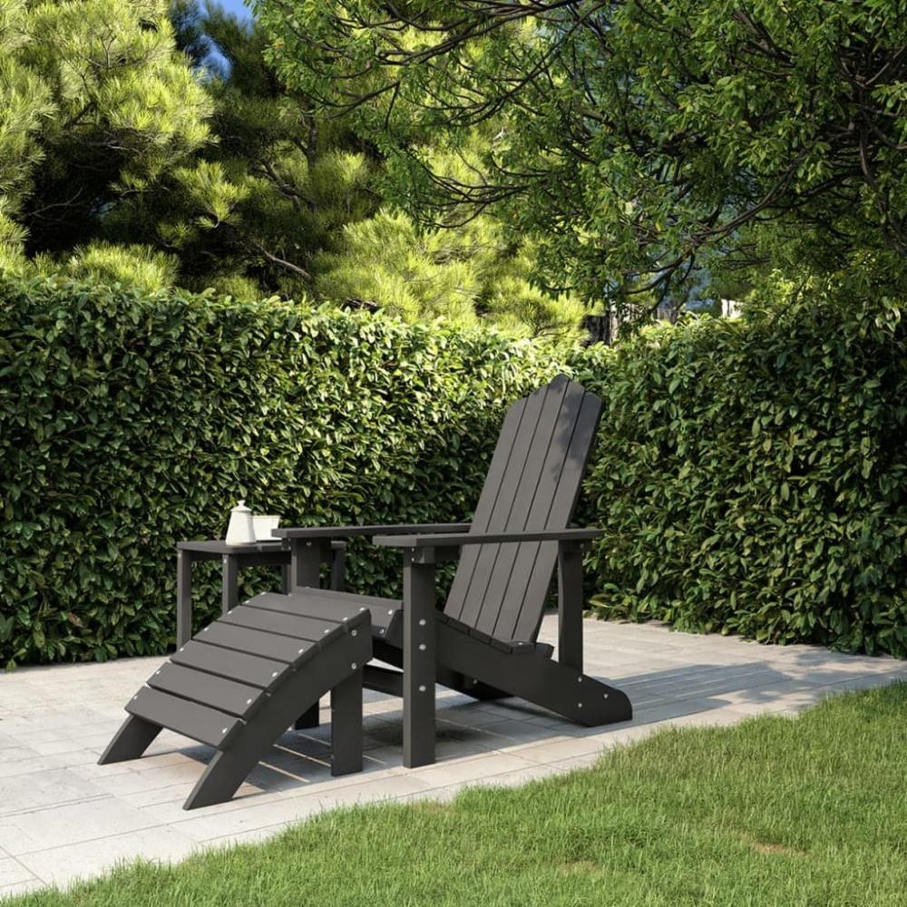 vidaXL Adirondack-Gartenstuhl mit Fußstütze HDPE Anthrazit Bild 1