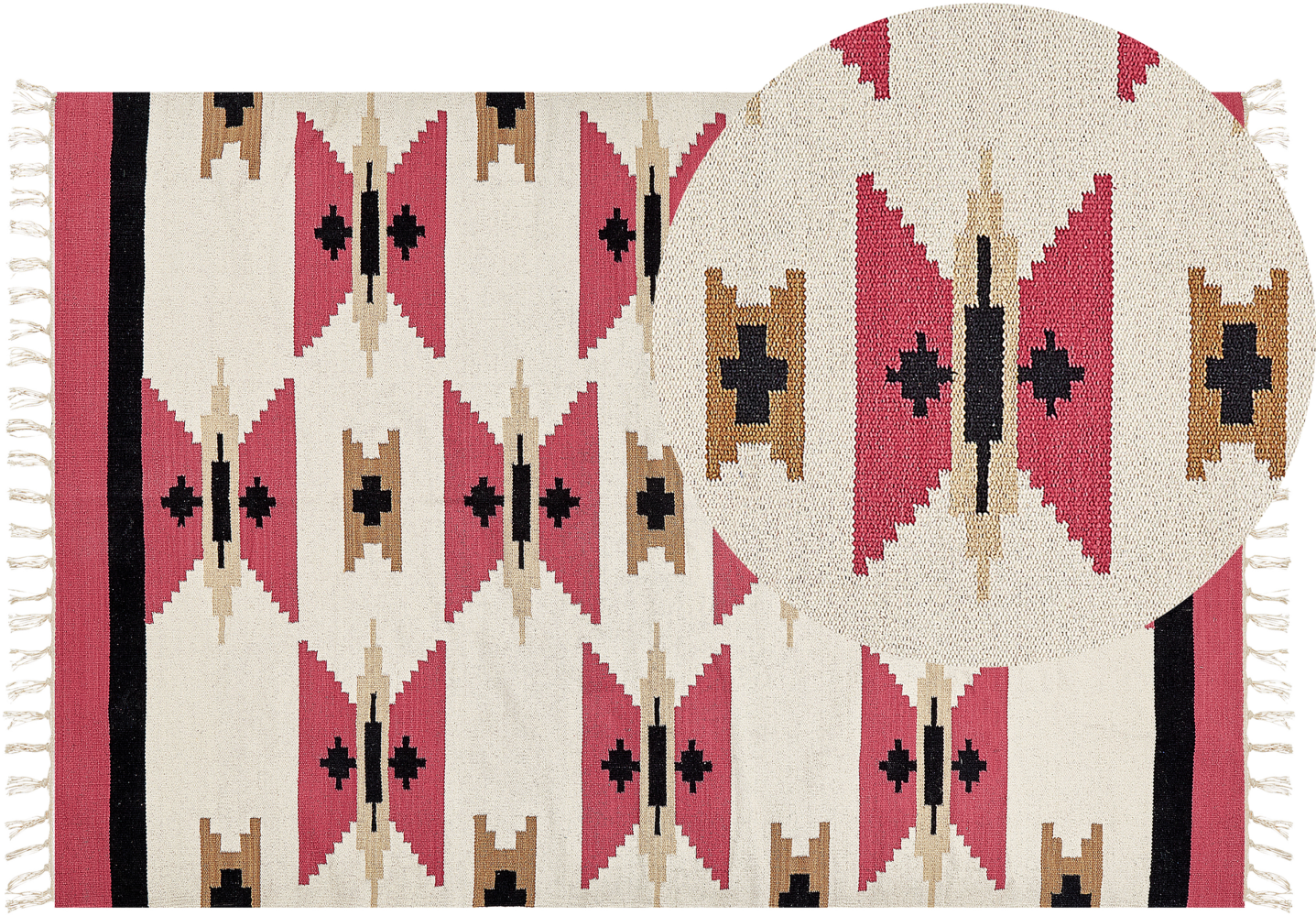 Kelim Teppich Baumwolle mehrfarbig 160 x 230 cm geometrisches Muster Kurzflor GARNI Bild 1