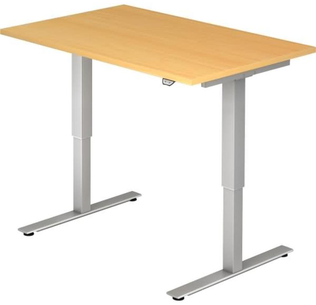 Sitz-Steh-Schreibtisch elektrisch XMST12 120x80cm Buche Gestellfarbe: Silber Bild 1