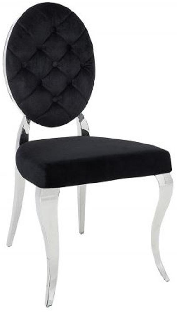 Casa Padrino Designer Esszimmer Stuhl Schwarz / Silber ohne Armlehne - Designer Stuhl Bild 1