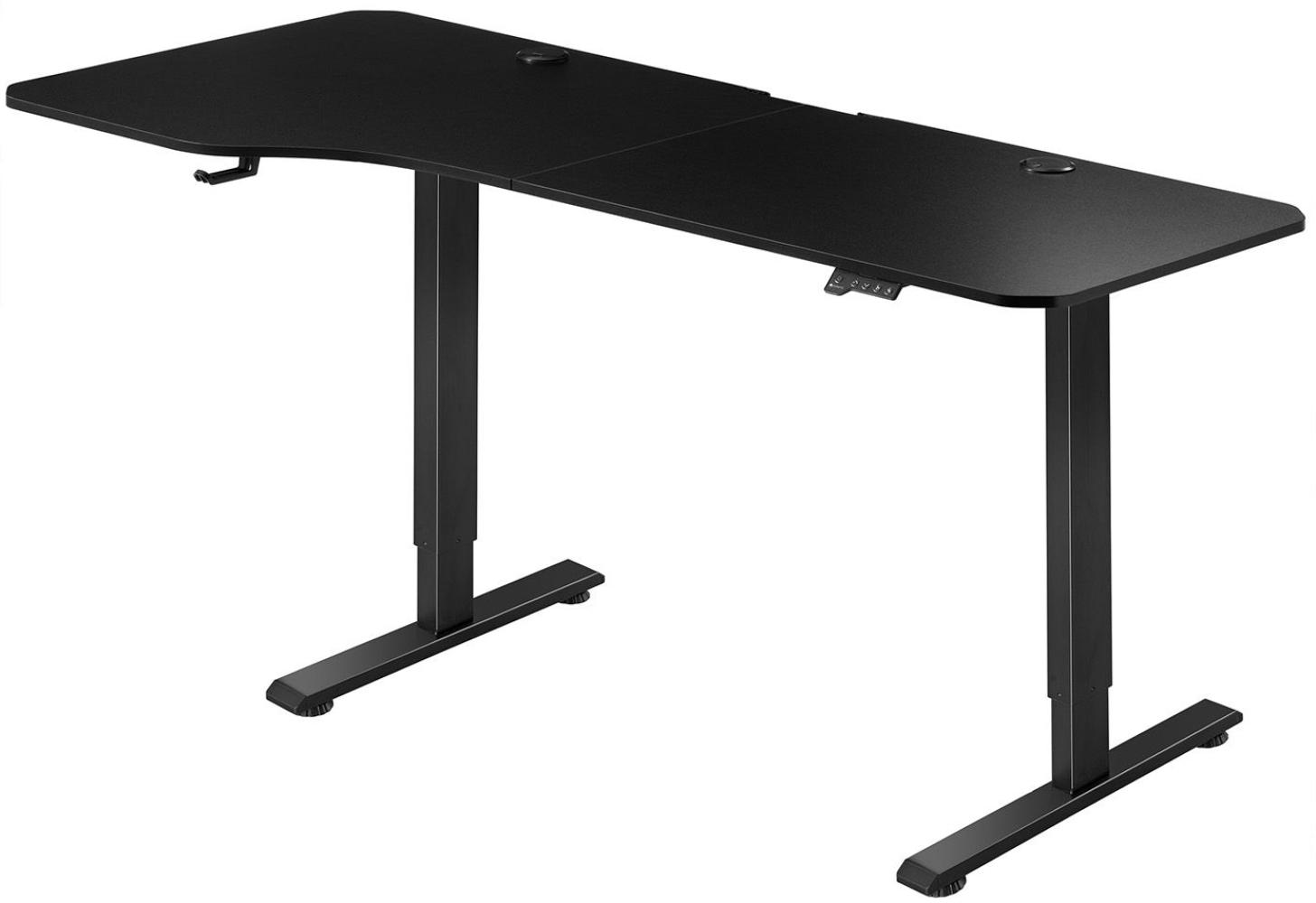 Juskys Höhenverstellbarer Schreibtisch, Metall, Holz, schwarz, 160 x 75 cm Bild 1