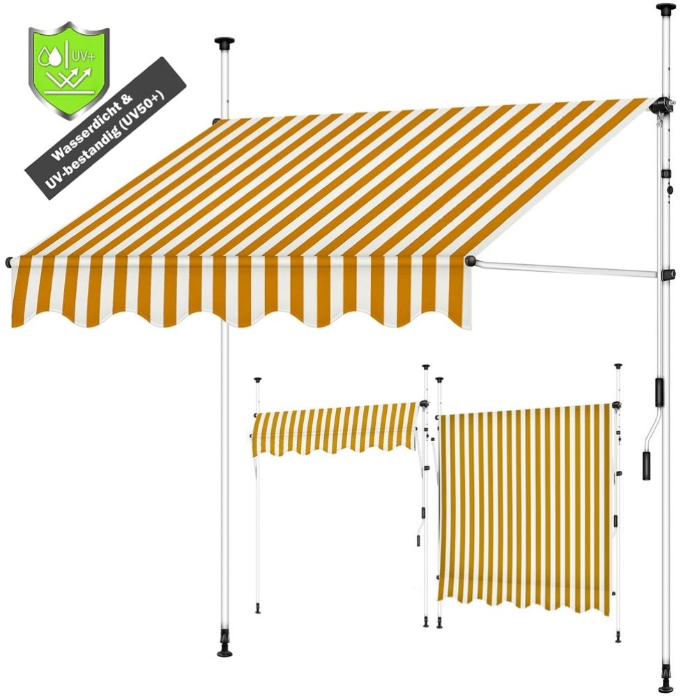 Klemmmarkise Sonnenschutz Markise LED Balkon Terasse Fenstermarkise - 400-120 cm Weiß und Orange Bild 1