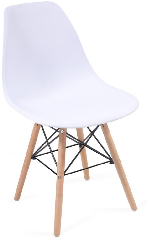 MIADOMODO® 2er-Set Esszimmerstühle, Kunststoff/Metall & Massivholz weiß Bild 1