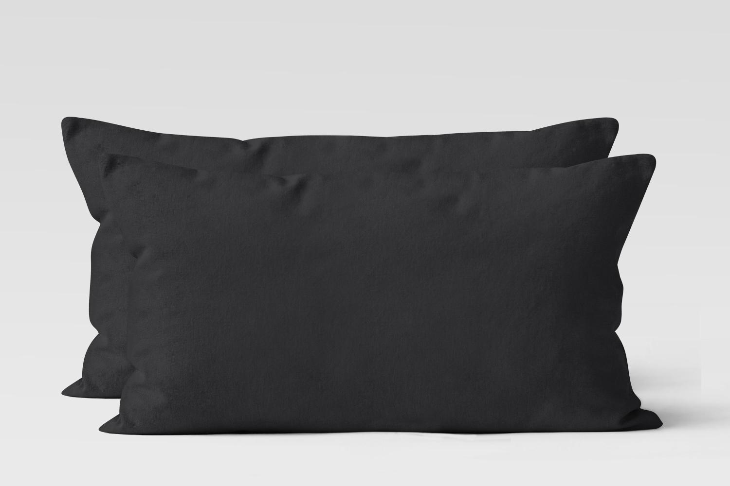 Müskaan - Jersey Kissenhüllen 2er Set 100% Baumwolle superweich Kopfkissenhülle Bettkissenbezug Kopfkissenbezug Kissenbezg 40x80 cm schwarz Bild 1