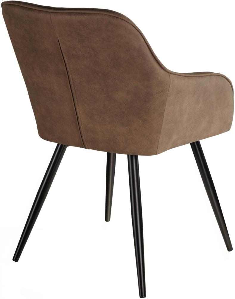 6er Set Stuhl Marilyn Stoff, schwarze Stuhlbeine - braun/schwarz Bild 1