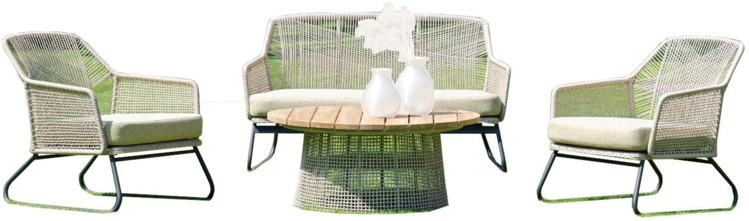 Sonnenpartner 4-teilige Lounge-Sitzgruppe Couture mit Tisch Aluminium mit Teakholz/Polyrope white-sh Bild 1