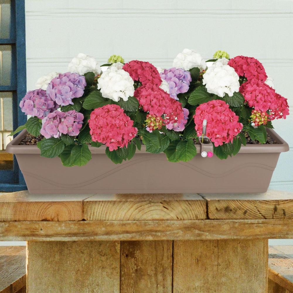 Blumenkasten taupe 79cm mit Bewässerung Balkonkasten Pflanzkasten Blumentopf Bild 1