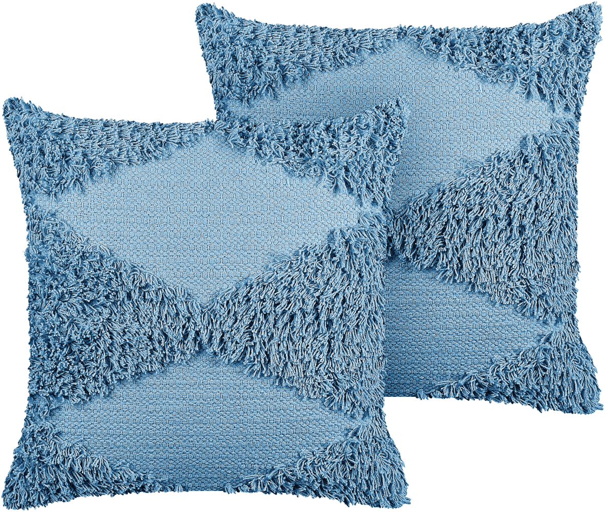 Dekokissen geometrisches Muster Baumwolle blau getuftet 45 x 45 cm 2er Set RHOEO Bild 1