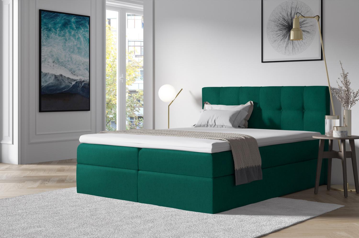 Stylefy 'Cesar' Boxspringbett Velours Grün 160 x 200 cm Bild 1