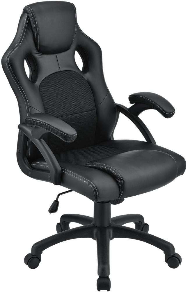 Racing Schreibtischstuhl Montreal (schwarz) ergonomisch, höhenverstellbar & gepolstert, bis 120 kg - Bürostuhl Drehstuhl PC Gaming Stuhl Bild 1