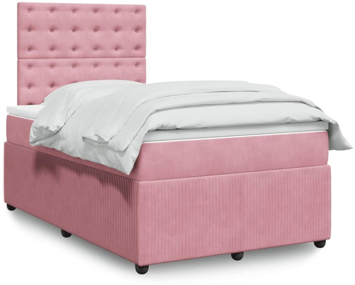 vidaXL Boxspringbett mit Matratze Rosa 120x200 cm Samt 3292327 Bild 1