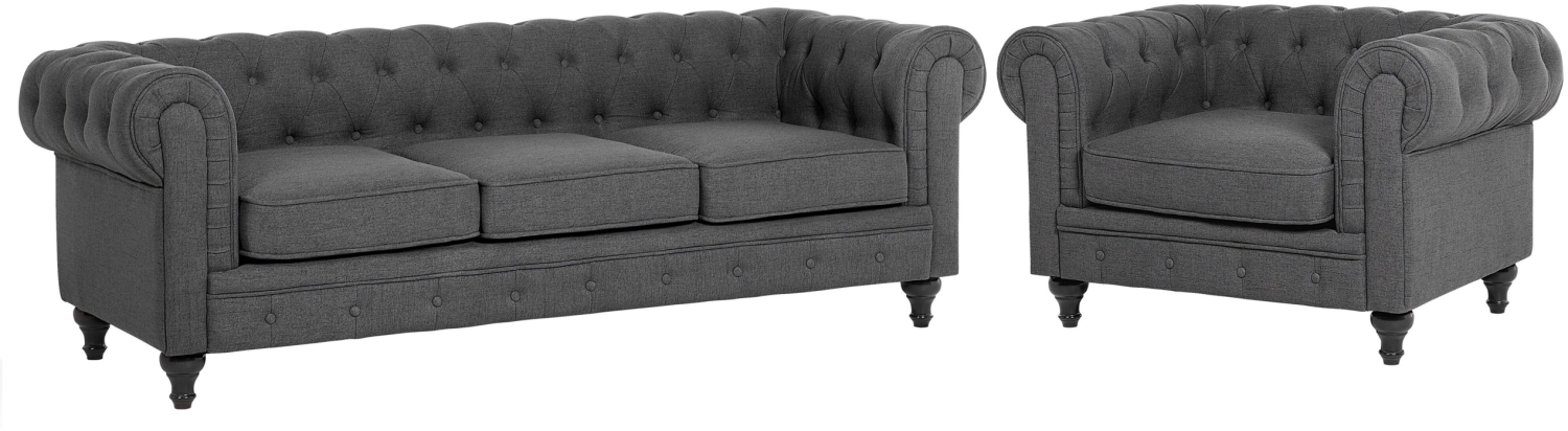 Sofa Set Polsterbezug grau 4-Sitzer CHESTERFIELD Bild 1