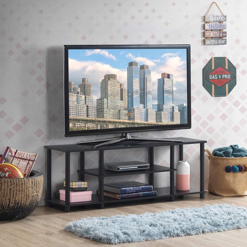 COSTWAY TV-Schrank Fernsehschrank TV-Regal mit Metallrahmen, Fernsehtisch Wohnzimmerschrank Küchenschrank 110cm breit Sideboard für Fernseher (Schwarz) Bild 1