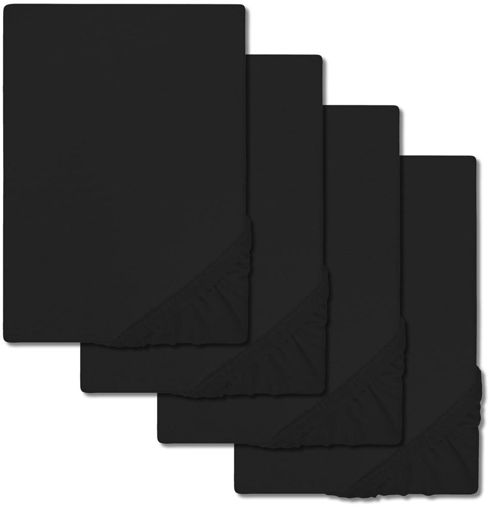 4er-Set CloudComfort Basic Spannbettlaken Jersey-Stretch schwarz 120 x 200 cm (4 Stück) Bild 1