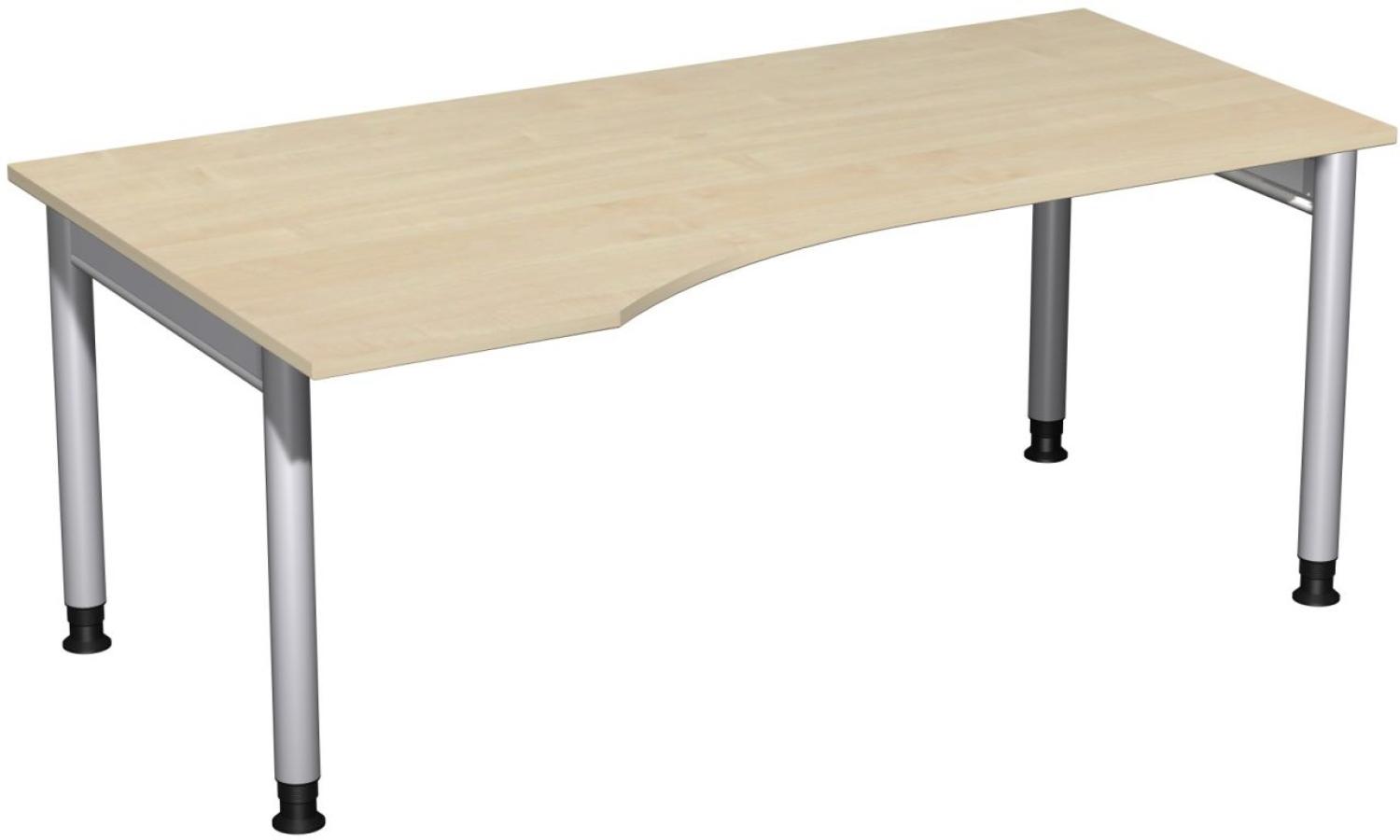 PC-Schreibtisch '4 Fuß Pro' links, höhenverstellbar, 180x100cm, Ahorn / Silber Bild 1
