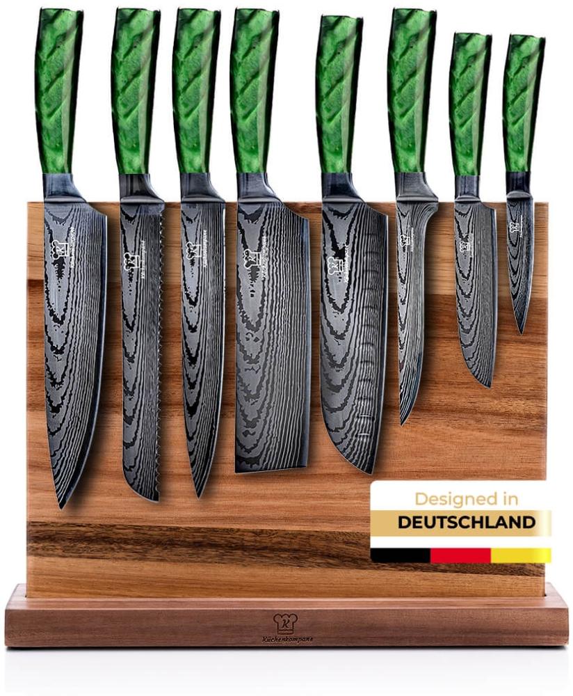 Edelstahl Messerset Midori mit magnetischem Messerblock - 8-teiliges Küchenmesser Set - Kochmesser mit ergonomischen Epoxid-Griff - rostfrei & scharf - Designed in Germany Bild 1