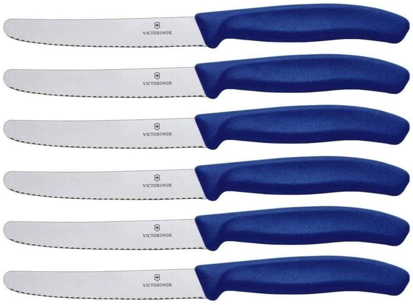 Victorinox | Swiss Classic Tafelmesser-Set | 6er Pack | Farbe: Blau | rostfreie Edelstahlklingen | ergonomische Griffe | perfekt für den täglichen Gebrauch | langlebig & spülmaschinenfest Bild 1