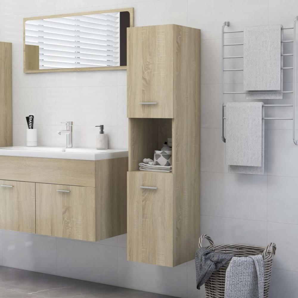 Badezimmerschrank Sonoma-Eiche 30x30x130 cm Holzwerkstoff Bild 1