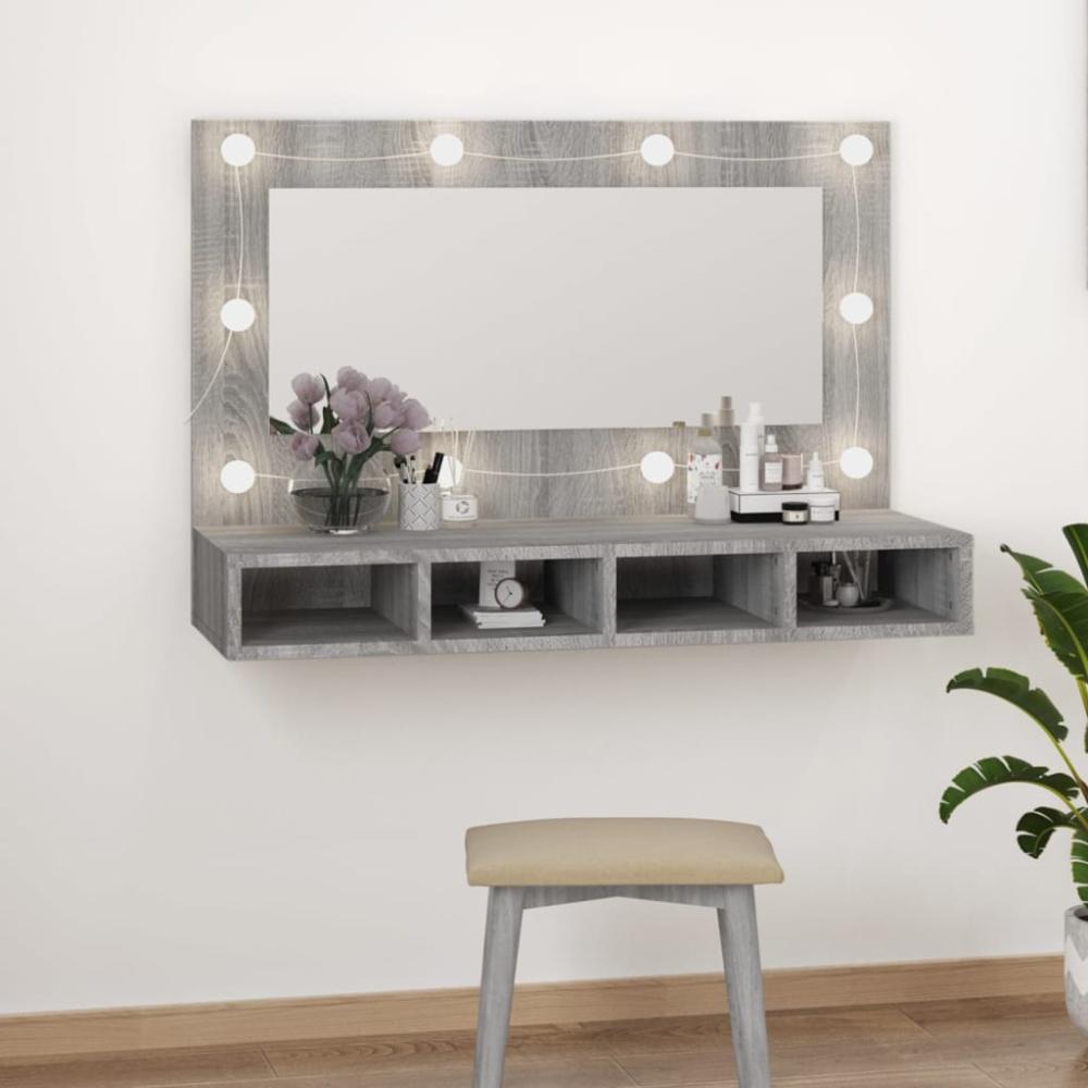 Spiegelschrank mit LED Grau Sonoma 90x31,5x62 cm Bild 1