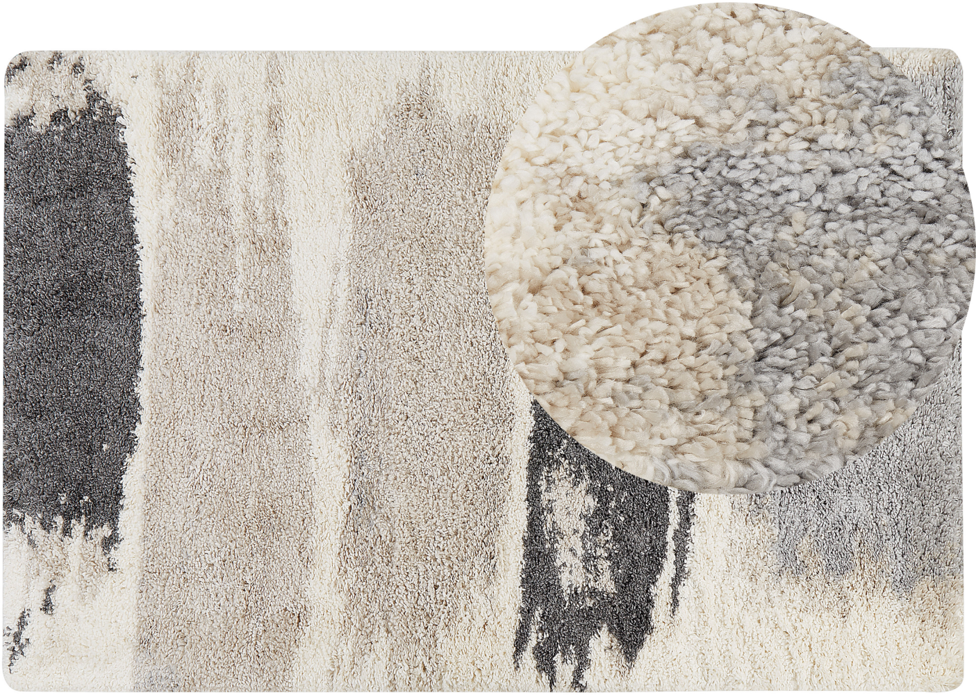 Teppich weiß grau 200 x 300 cm abstarktes Muster Shaggy MARTUNI Bild 1