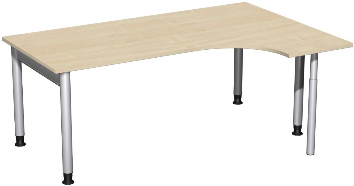 PC-Schreibtisch '4 Fuß Pro' rechts, höhenverstellbar, 180x120cm, Ahorn / Silber Bild 1