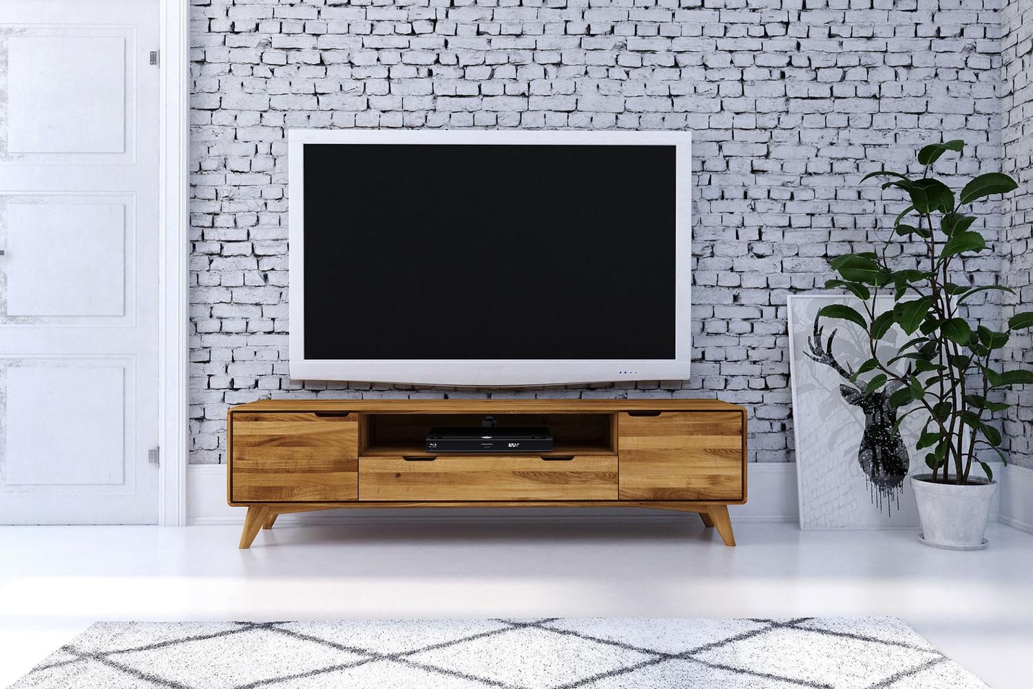 TV-Board Gerg aus Wildeiche massiv 180x40x48 mit 2 Türen 1 Schublade 1 Fach Bild 1