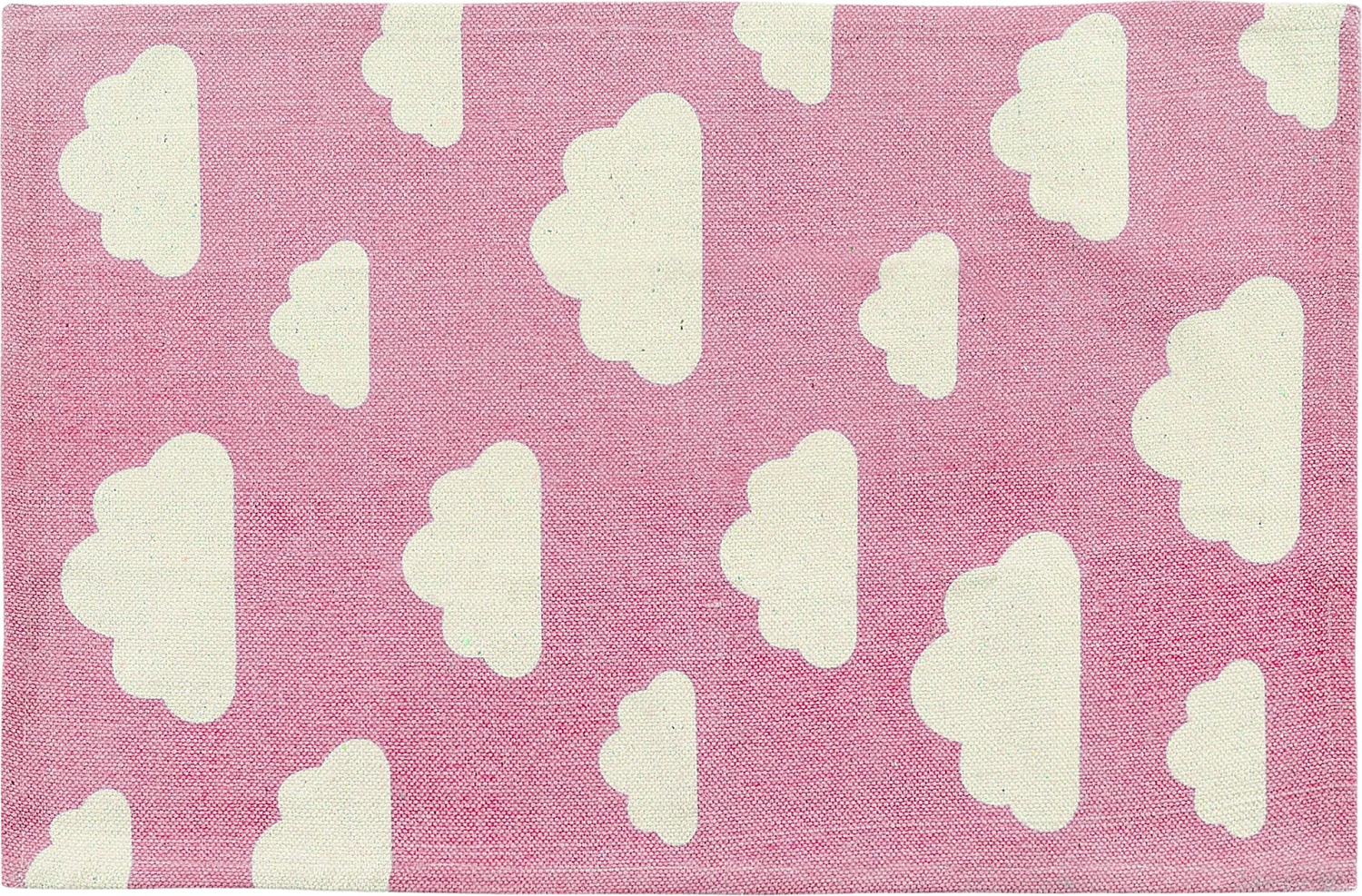 Kinderteppich Baumwolle rosa 60 x 90 cm Wolkenmotiv GWALIJAR Bild 1