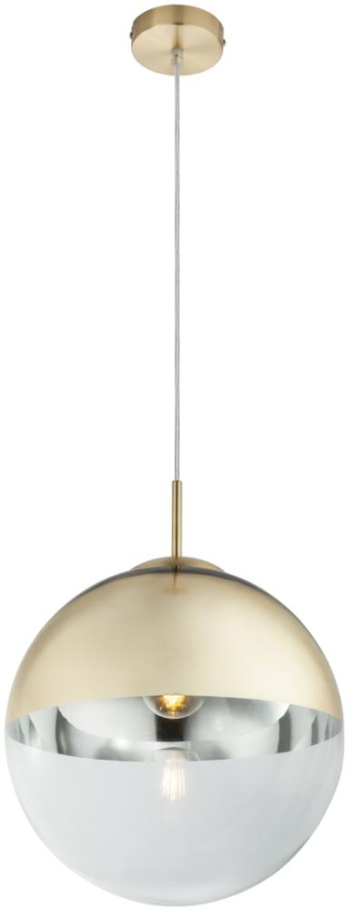 LED Hängelampe mit Glaskugel Design in Gold & Klarglas, Ø 30cm Bild 1