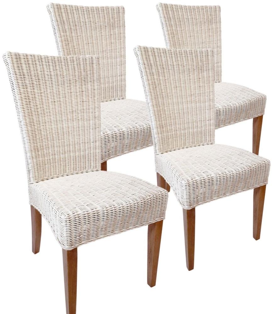Esszimmer Stühle Rattanstühle 4 Stück Esstisch Stühle Wintergarten Cardine weiß ohne Sitzkissen Bild 1