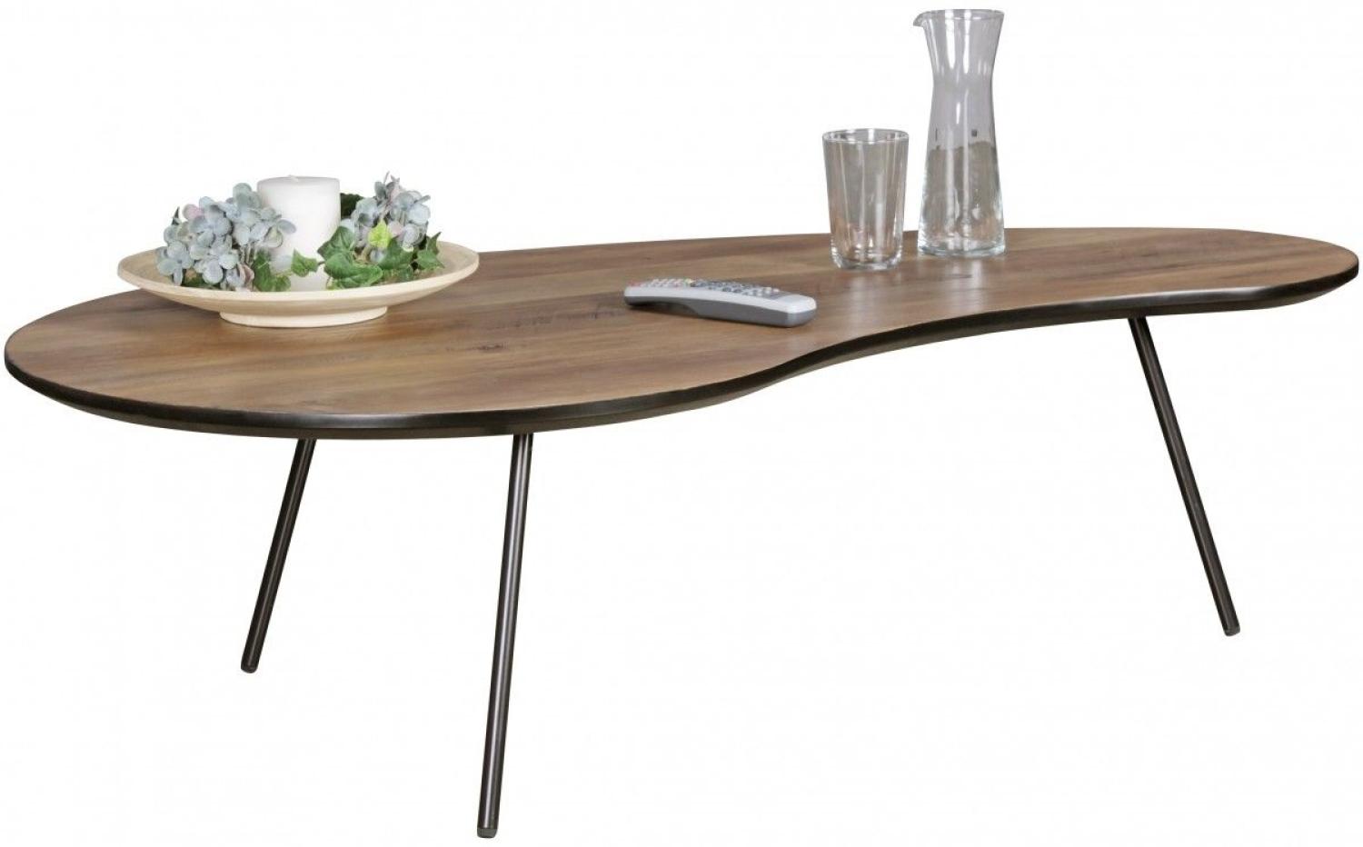 Couchtisch Tisch Nierentisch STEN MDF Walnuss Furnier 122x65 cm Bild 1