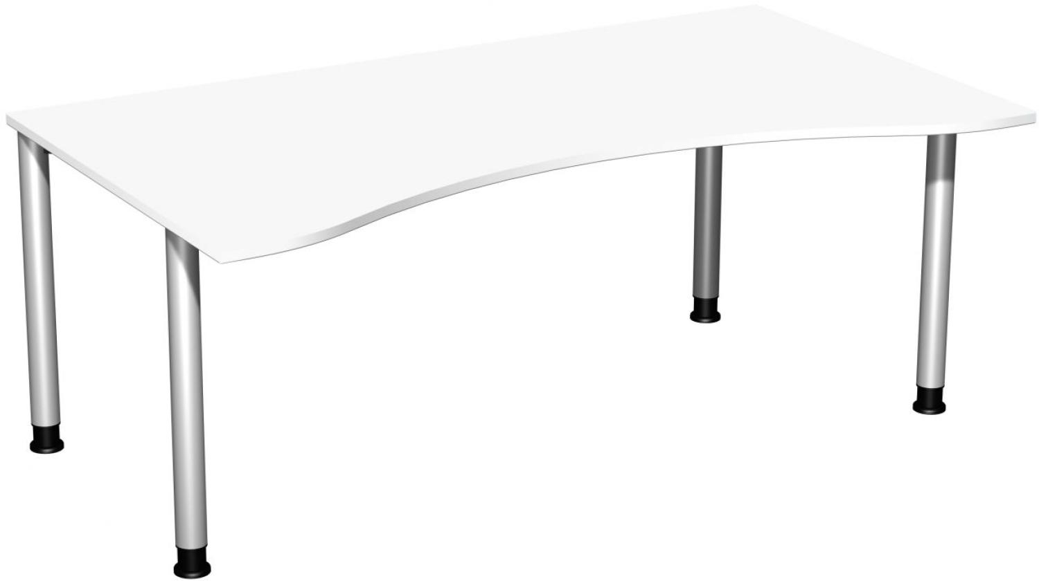 Schreibtisch '4 Fuß Flex' höhenverstellbar, 180x100cm, Weiß / Silber Bild 1