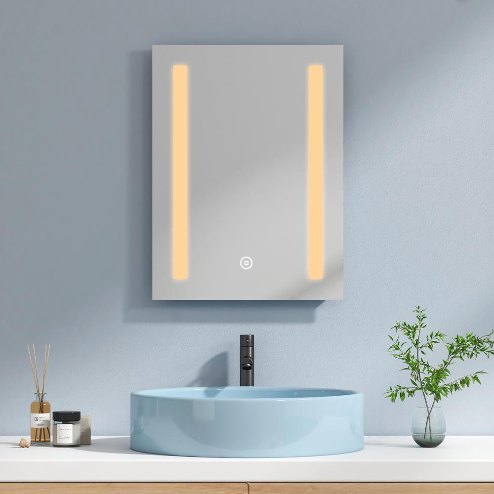 EMKE LED Badspiegel 45x60cm Badezimmerspiegel mit Warmweißer Beleuchtung Touch-schalter und Beschlagfrei Bild 1